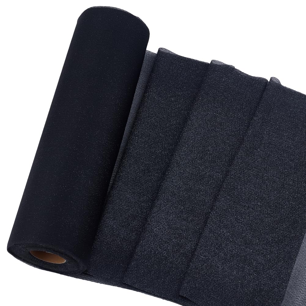 MAYJOYDIY 25 Yards 11.8 Inch Black Embroidery Stitch Cove Soft & Cozy Embroidery Stabilizer Backing Solid Printed and Novelty Fabrics for Sewing Wedding Dress Dancewear Skirt Garment Crafts