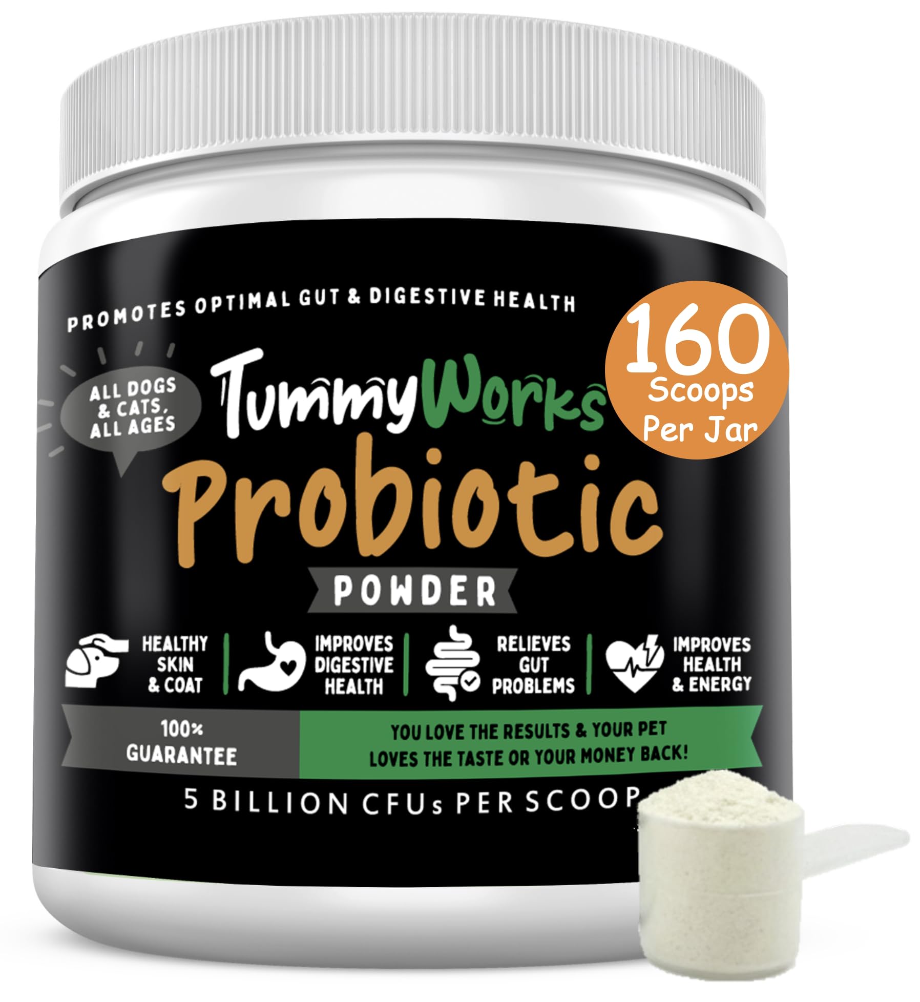Probiotics For Dogs & Cats. Best Powder To Relieve Diarrhea, Yeast Infections, Itching, Skin Allergies & Bad Breath. Boosts Immunity. Added Digestive Enzymes Improve Digestion. Made In Usa 160 Scoops