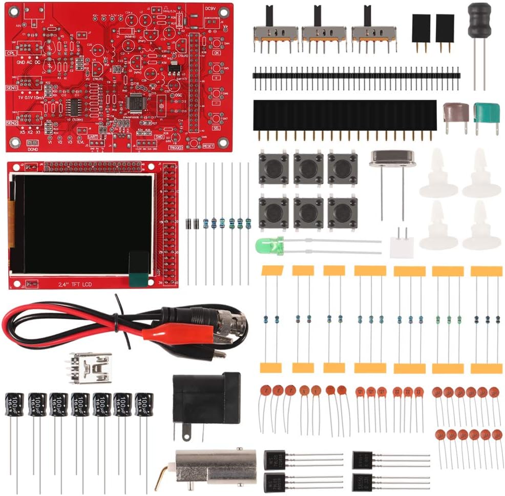 DSO 138 DIY Oscilloscope Kit Opening Source 2.4" TFT 1MSPS Digital Oscilloscope Kit with DIY Parts & Probe, Handheld Pocket Sized 13803K, SMD Soldered Electronic Learning Set