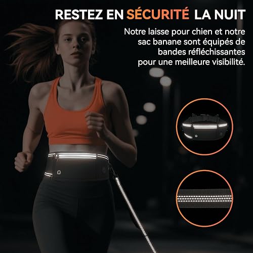 Looxmeer Hands Free Dog Running Lead with Adjustable Waist Belt 1.6–2.2m - 6