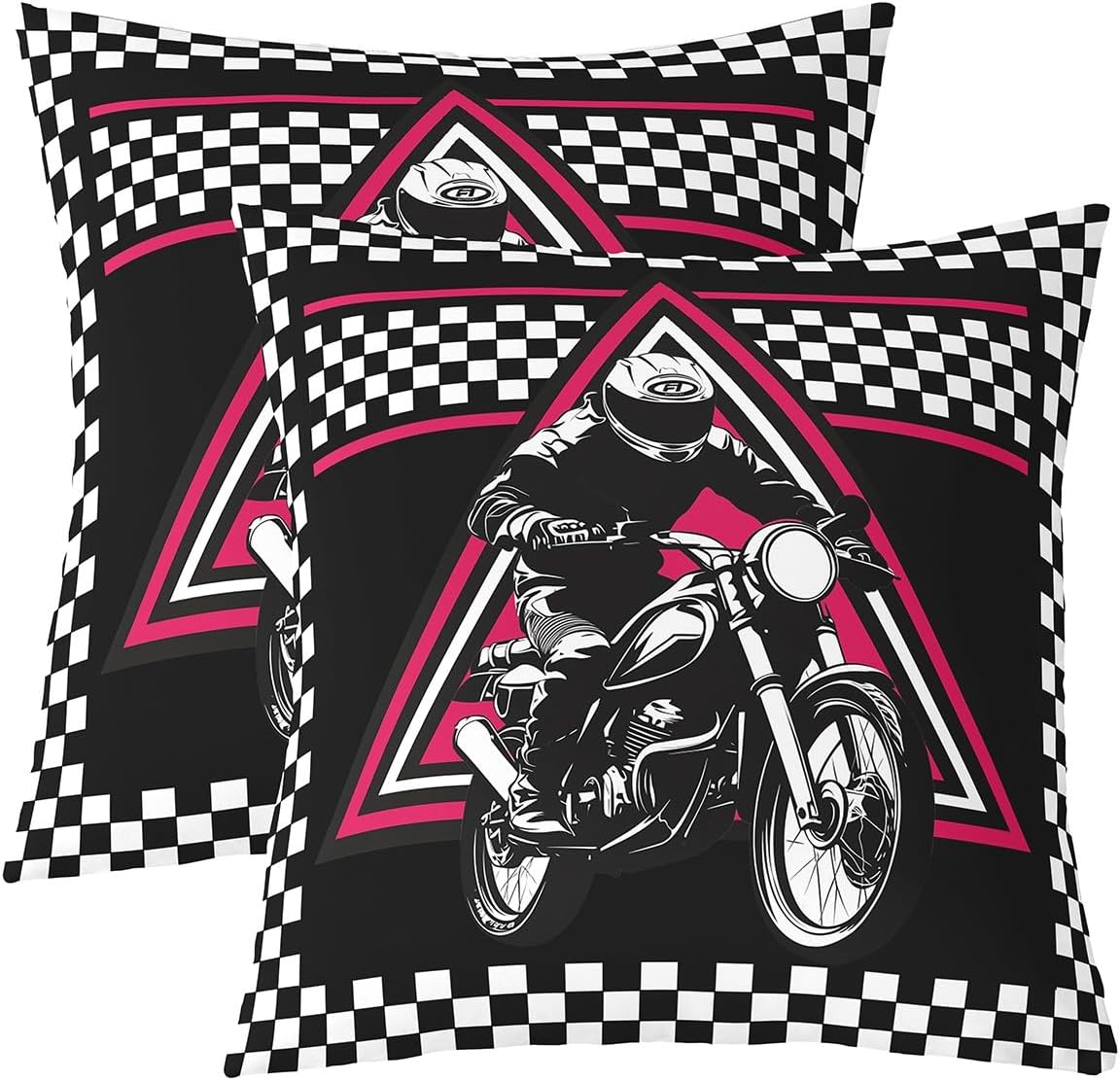 Racing Motocross Rider Pillow Cover,Kids Dirt Bike Throw Pillow Case Cover for Sofa Bed,Extreme Sports Double Sides Print Cushion Cover Room Decor,2 Pack 22"x 22"