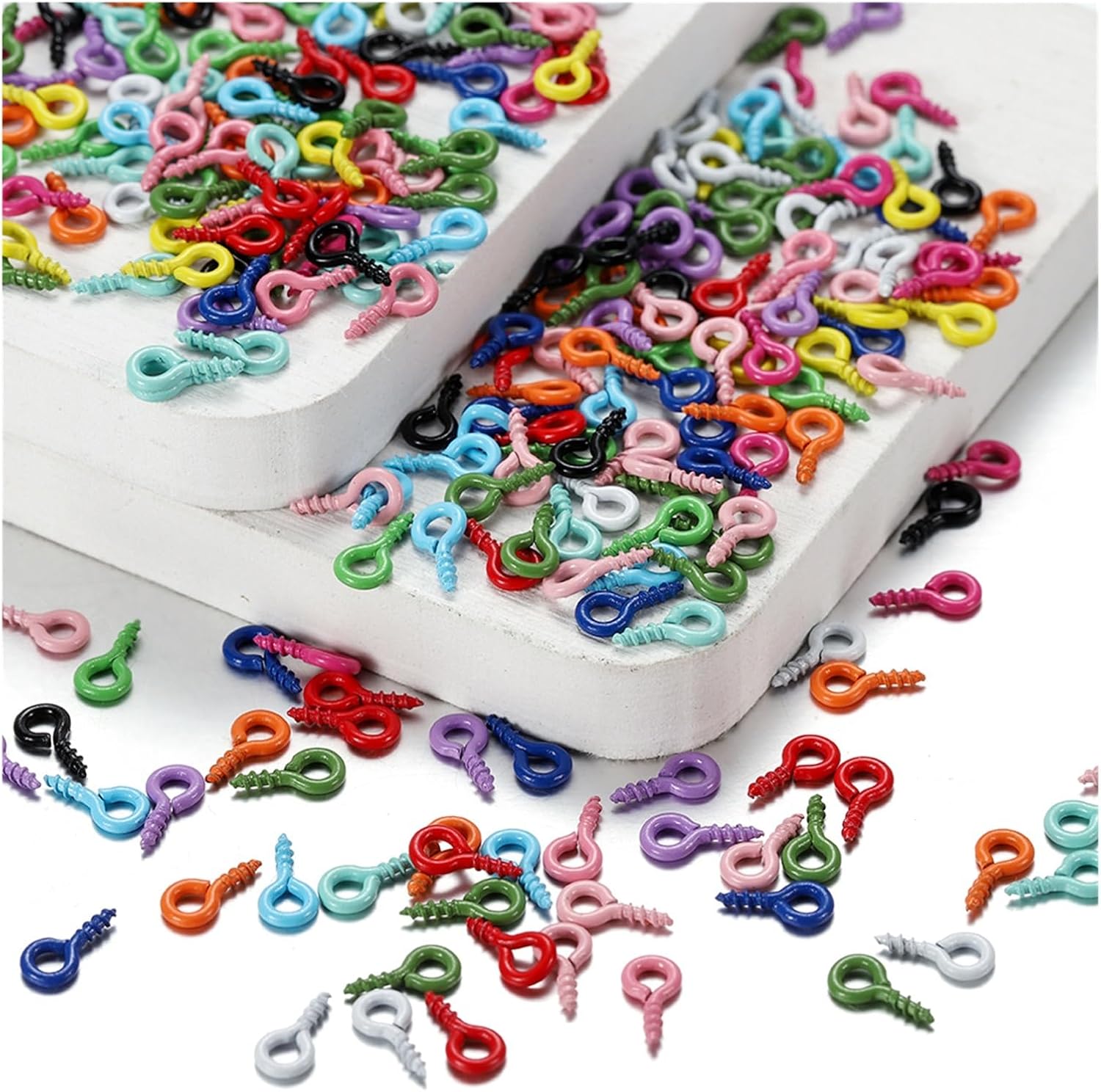 Small Screw Eye Pins，Metal Screw Eyes Pin， 200Pcs/lot 4 * 8mm Colorful Small Tiny Mini Eye Pins Eyepins Hooks Eyelets Screw for DIY Jewelry Making Supplies Accessories (Color : P, Size : 4 x 8 mm 200