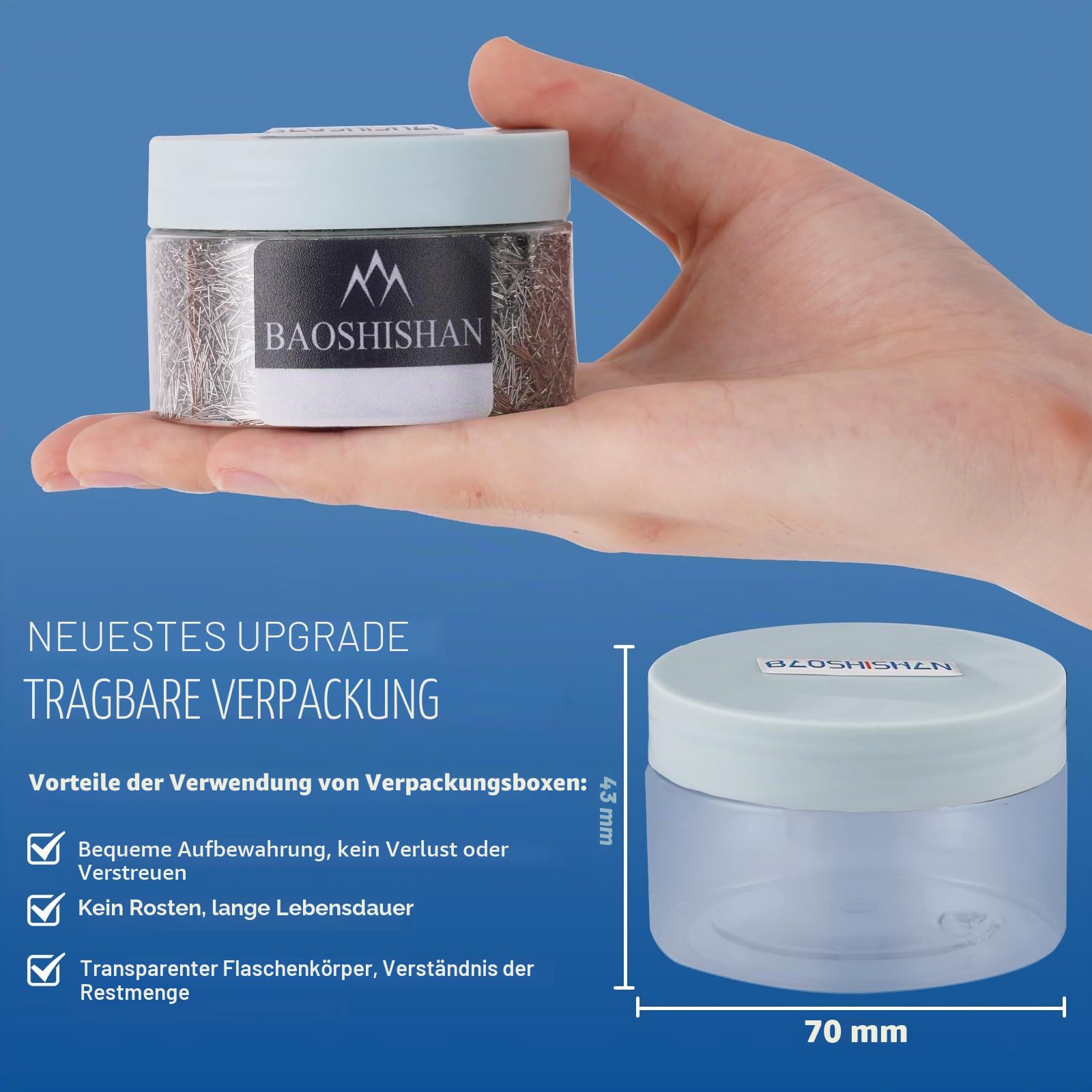 BAOSHISHAN Polierstifte Edelstahl-Endstifte für Magnetbecher Polierer Finisher 0,5 mm × 5 mm 300 g (0.5 × 5 mm, 300g)