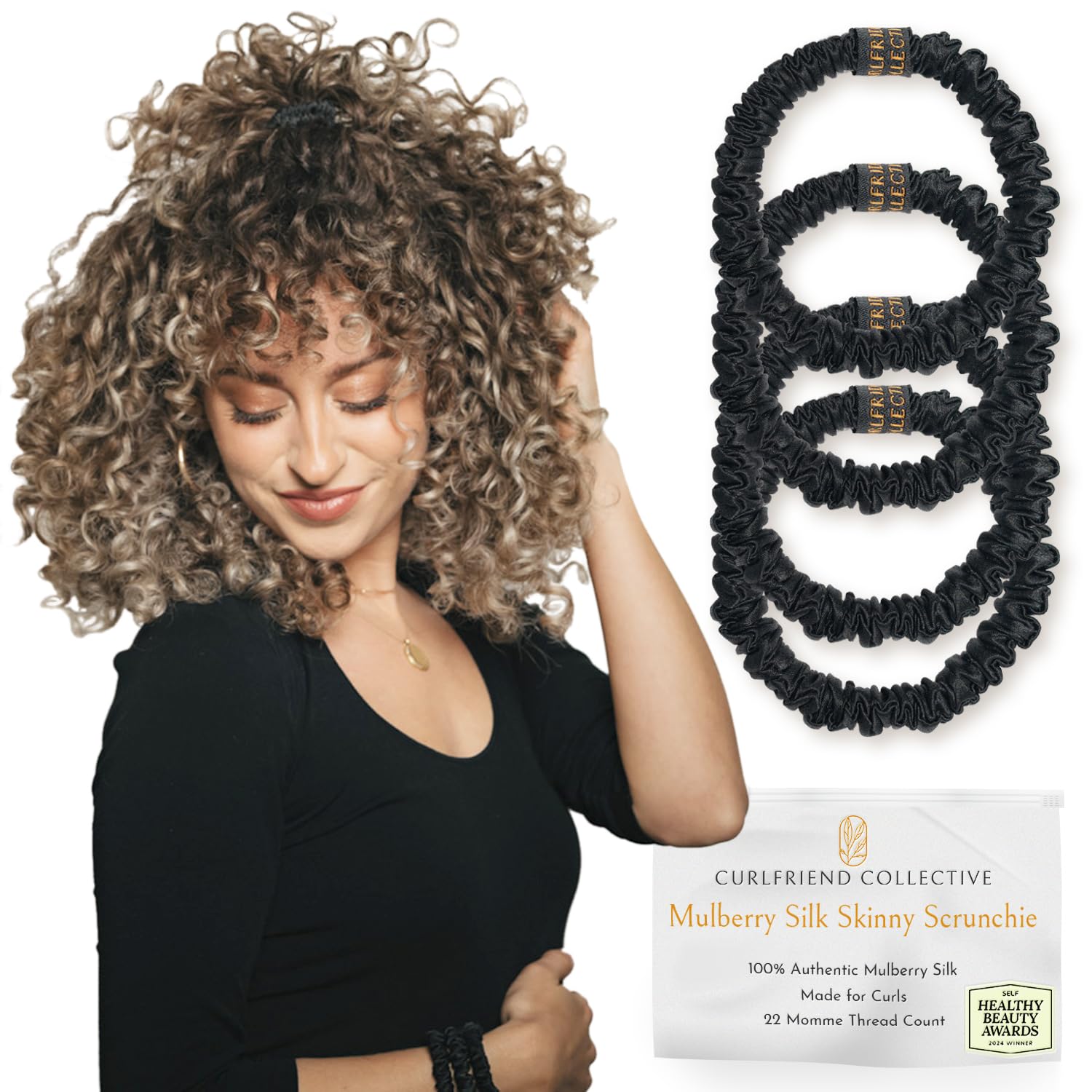 Amazon.com : Authentic Mulberry Silk Skinny Scrunchies for  display picture 1
