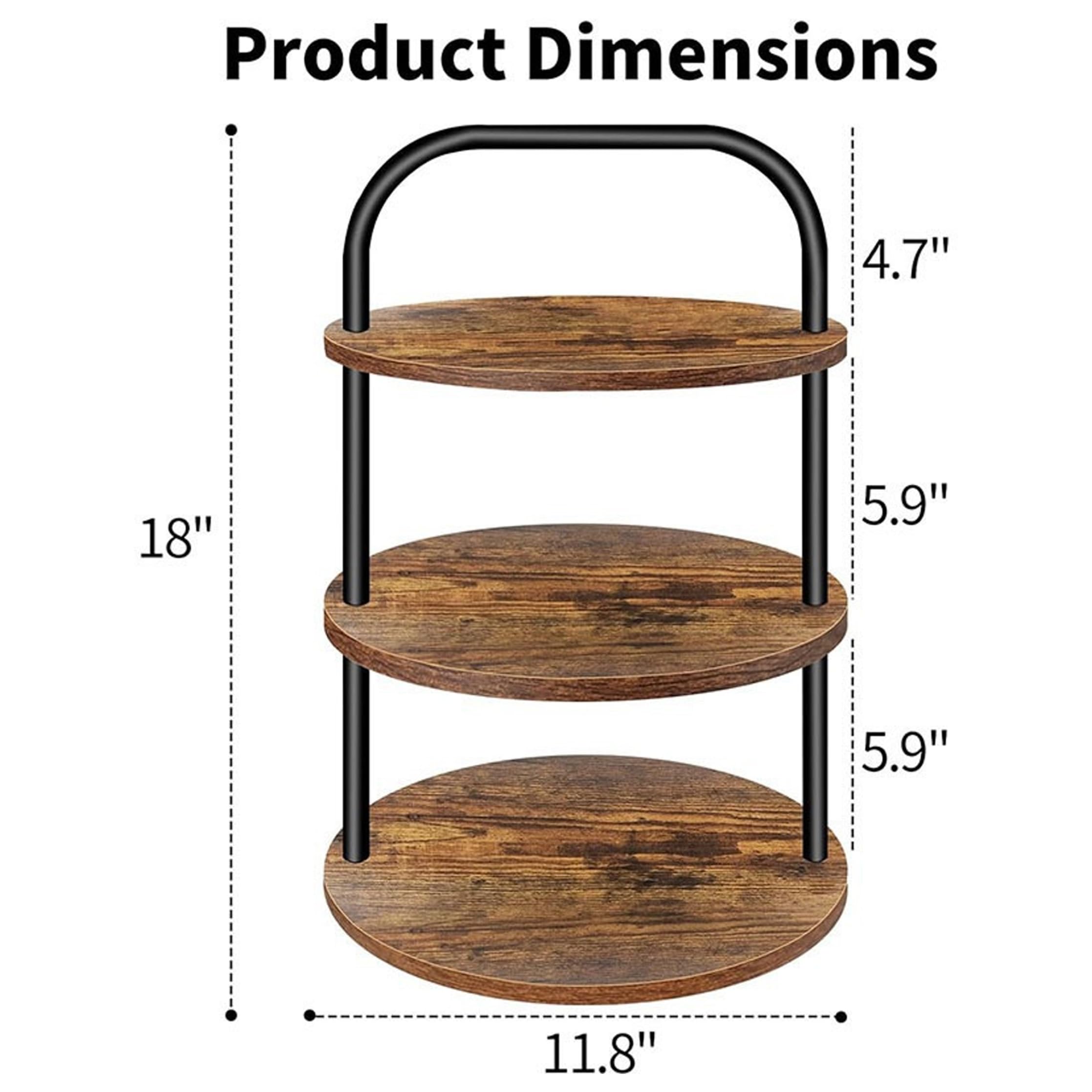 Soporte de Madera para Magdalenas, Torre de Postre de Gran Capacidad de 3 Niveles, Color Negro