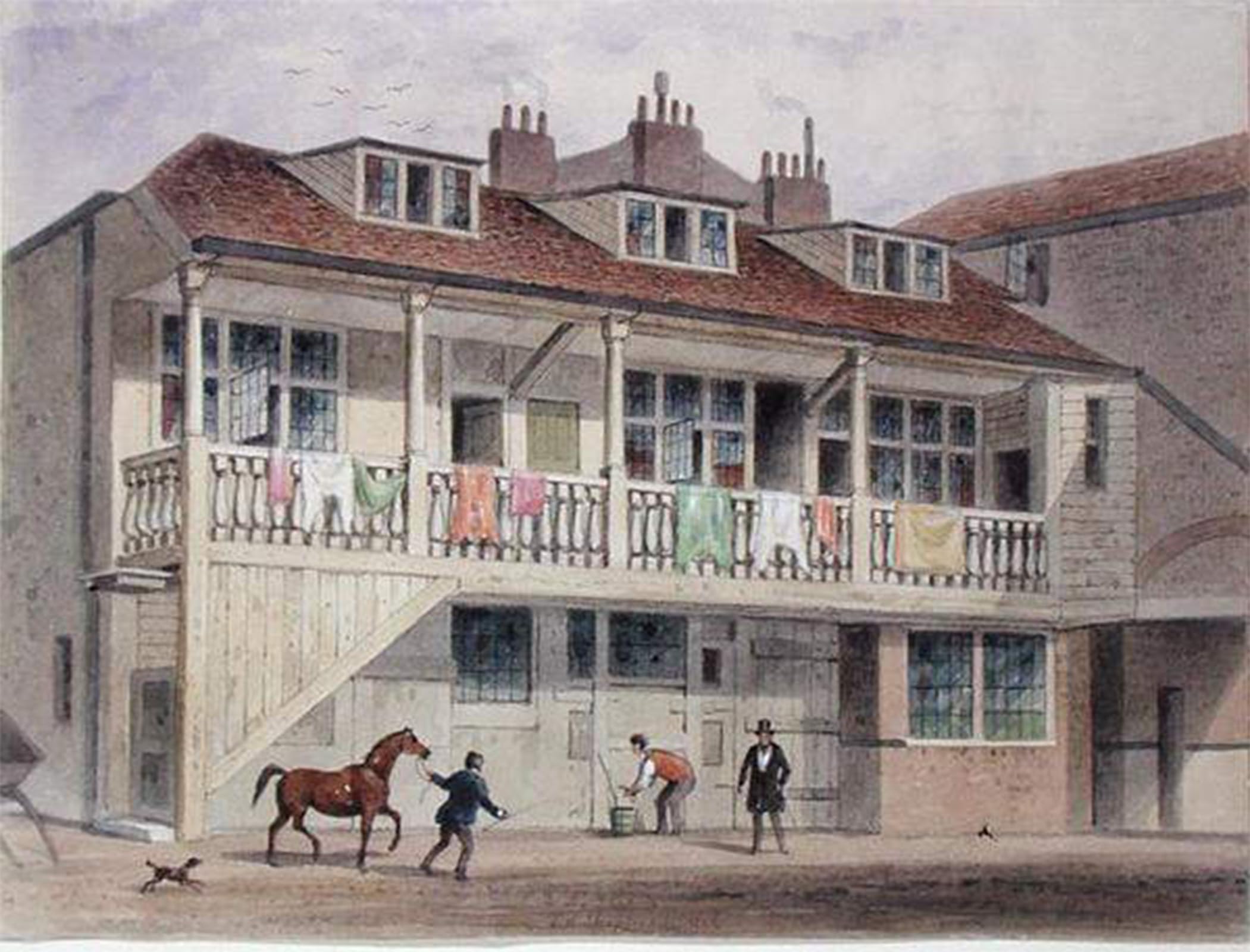 ARTXLXXBN Famous Art Print Poster Vintage Wall Art View of the Black Animal Inn Whitefriars Street by Hosmer Shepherd Canvas Art Poster for Home Decor 60x90cm