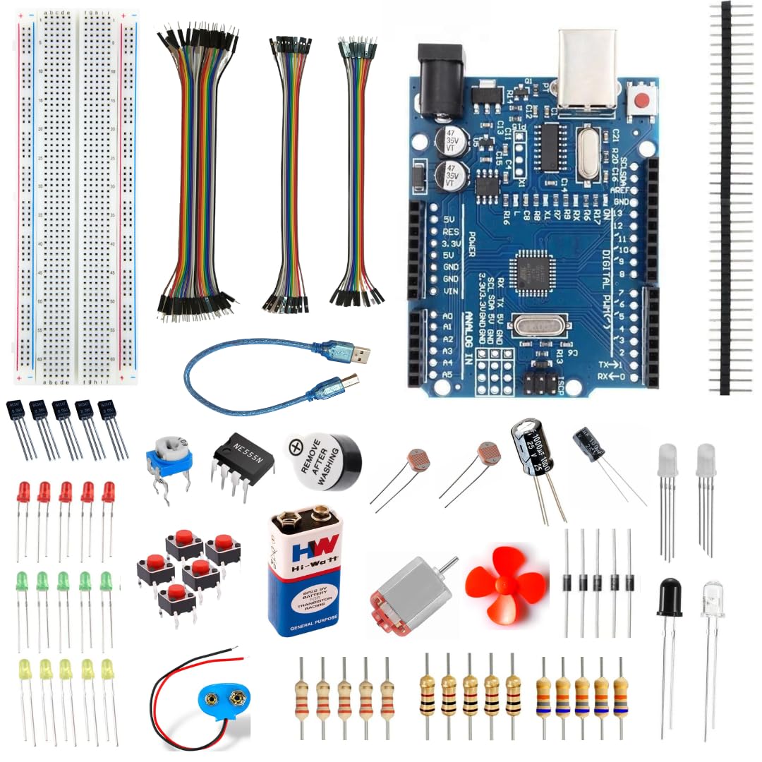 HD INNOVATIONS Basic Electronics & Uno R3 SMD Starter Kit for Students | 60+ Projects | 2 E-Books | Virtual Simulation to Real-World projects | Compatible with Arduino IDE and Block-based coding-image-47