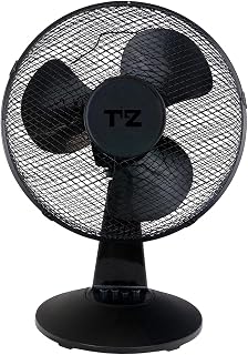 TILZ GEAR 12 Inch Portable Electric Table Desk Fan - 3 Speed Desktop Oscillating Low Noise Silent Cooling Fan With Strong Resistance Base Quiet Operation Perfect For Home Office Bedroom (BLACK)