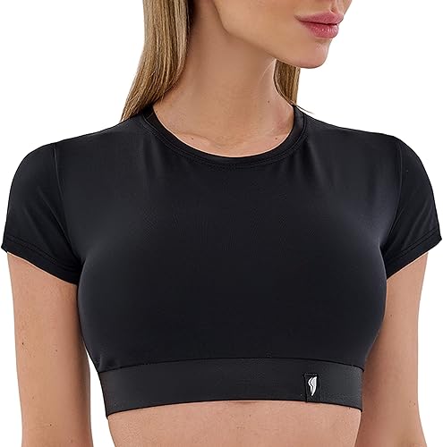 Bona Fide Tops de Entrenamiento para Mujeres - Camisa de Compresión de Manga CortaLarga - Top Corto Ajustado y Transpirable para Gimnasio, Correr,