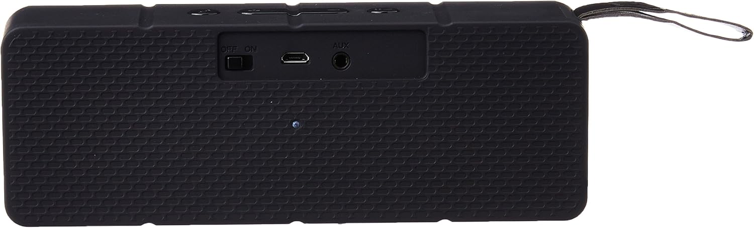 Арткы view of Altec Lansing IMW140-AB speaker showing power switch, micro USB port, and AUX input