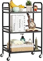Vista 32 de 3-Tier Metal Utility Multipurpose Rolling Cart,Large Capacity Heavy Duty Cart with Lockable Wheels for Kitchen,Living Room,Office,Bathroom Storage