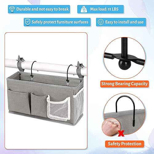 Miniatura 29 de Loghot Organizador colgante para literas y camas de hospital, rieles de cama, se puede colocar lentes, libros, teléfonos celulares, llaves