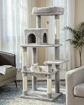 57 Inches Multi-Level Cat Tree Condo for Cats, Cat Tower with Sisal Scratching Post, Plush Perches, Hammock, Kitten Playhouse
