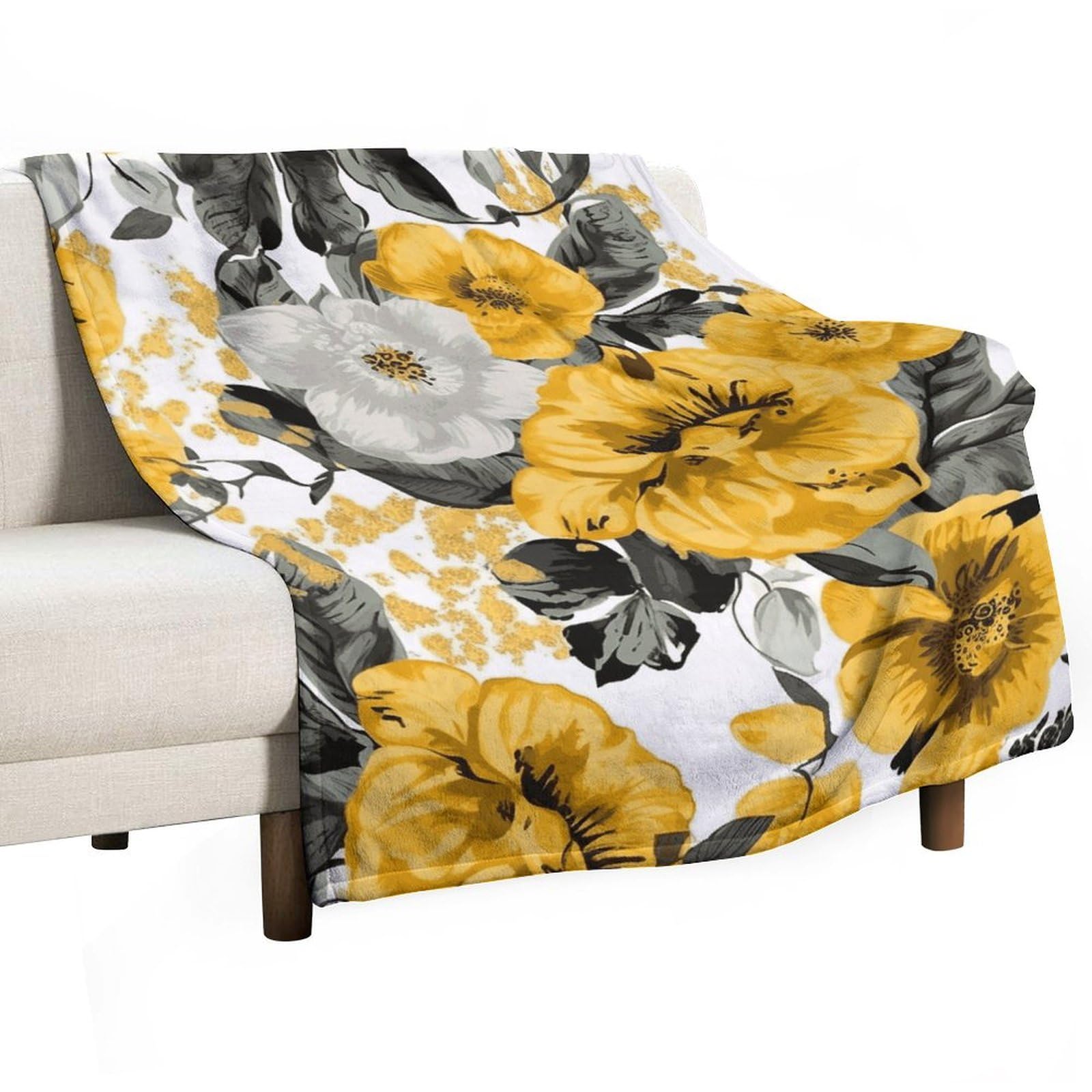Couverture flanelle rose jaune 140x178 cm douce pour lit et canapé