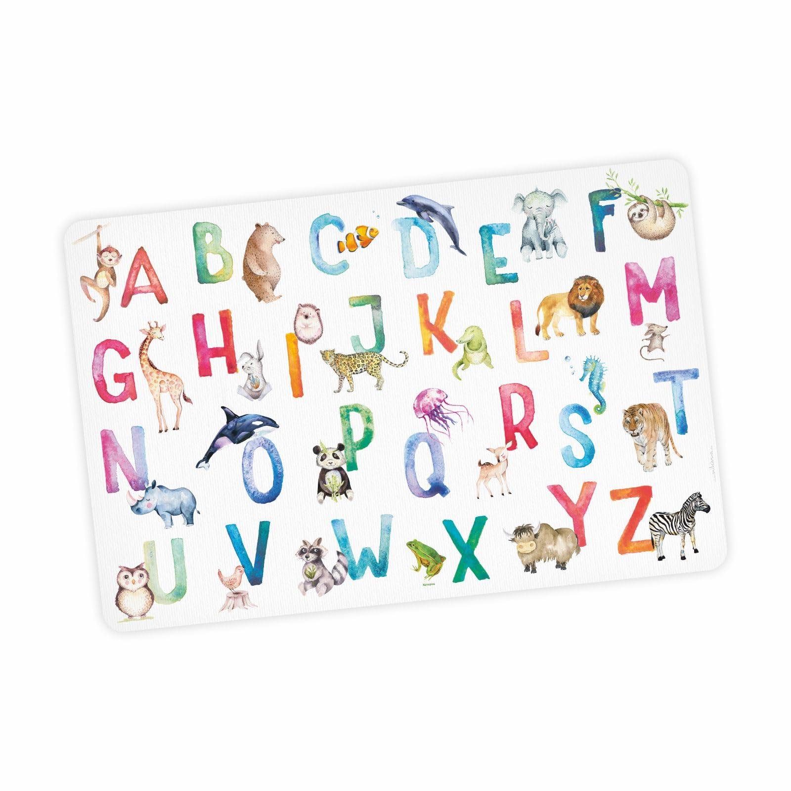 nikima Schönes für Kinder Schreibtischunterlage Alphabet – 60 x 39,5 cm, abwaschbar, BPA-frei, rutschfest, Made in Germany