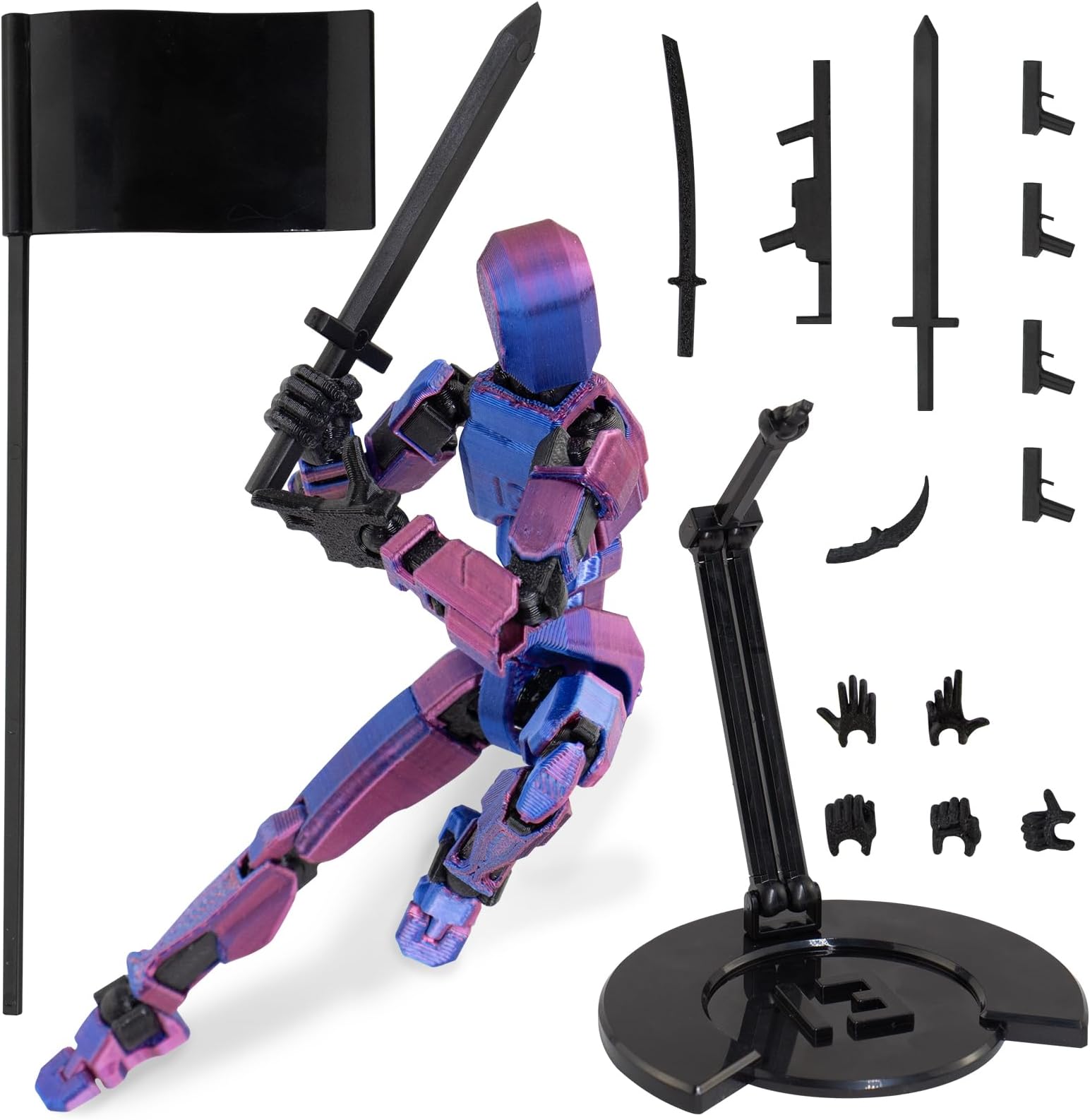 Antetek T13 Action Figure,Titan 13 Action Figure, 3D Printed Multi-Jointed Movable Small Toy, Lucky 13 Articulated Robot Dummy 13 Action Figures(Multicolored-blue)