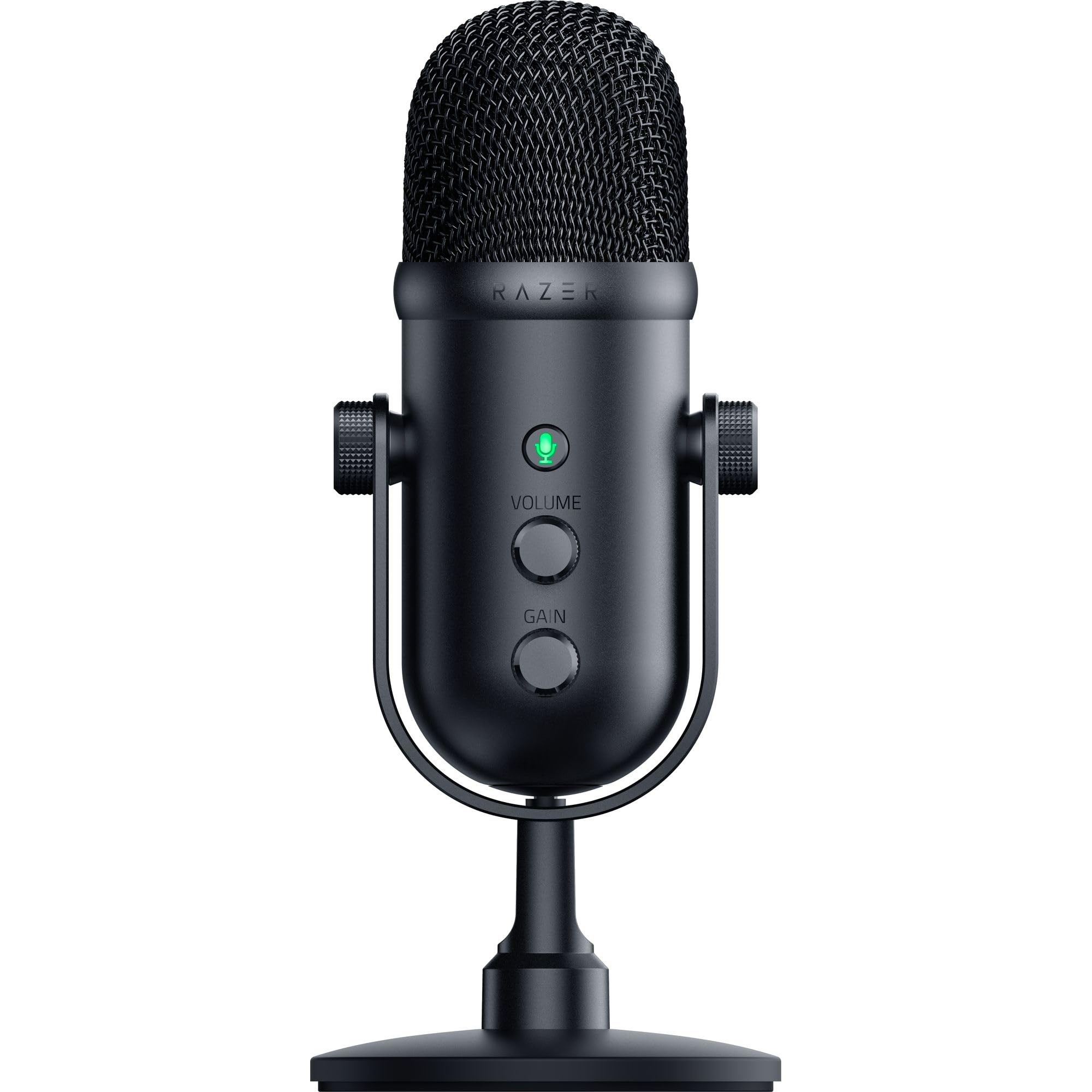 RazerSeiren V2 Pro USB Microphone: Recording, Podcasting on PC, Twitch, YouTube, High Pass Filter, Mic Monitoring, Gain Control, Built-in Shock Absorber, Mic Windsock, For Streaming, Gaming - Black