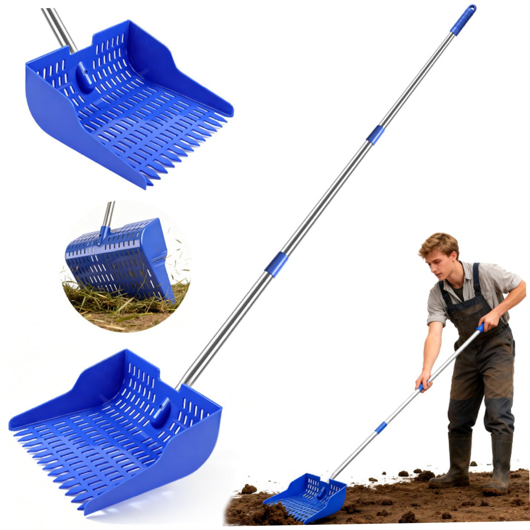 Pelle à crottes de poulet ergonomique pour soulager le dos pendant le nettoyage