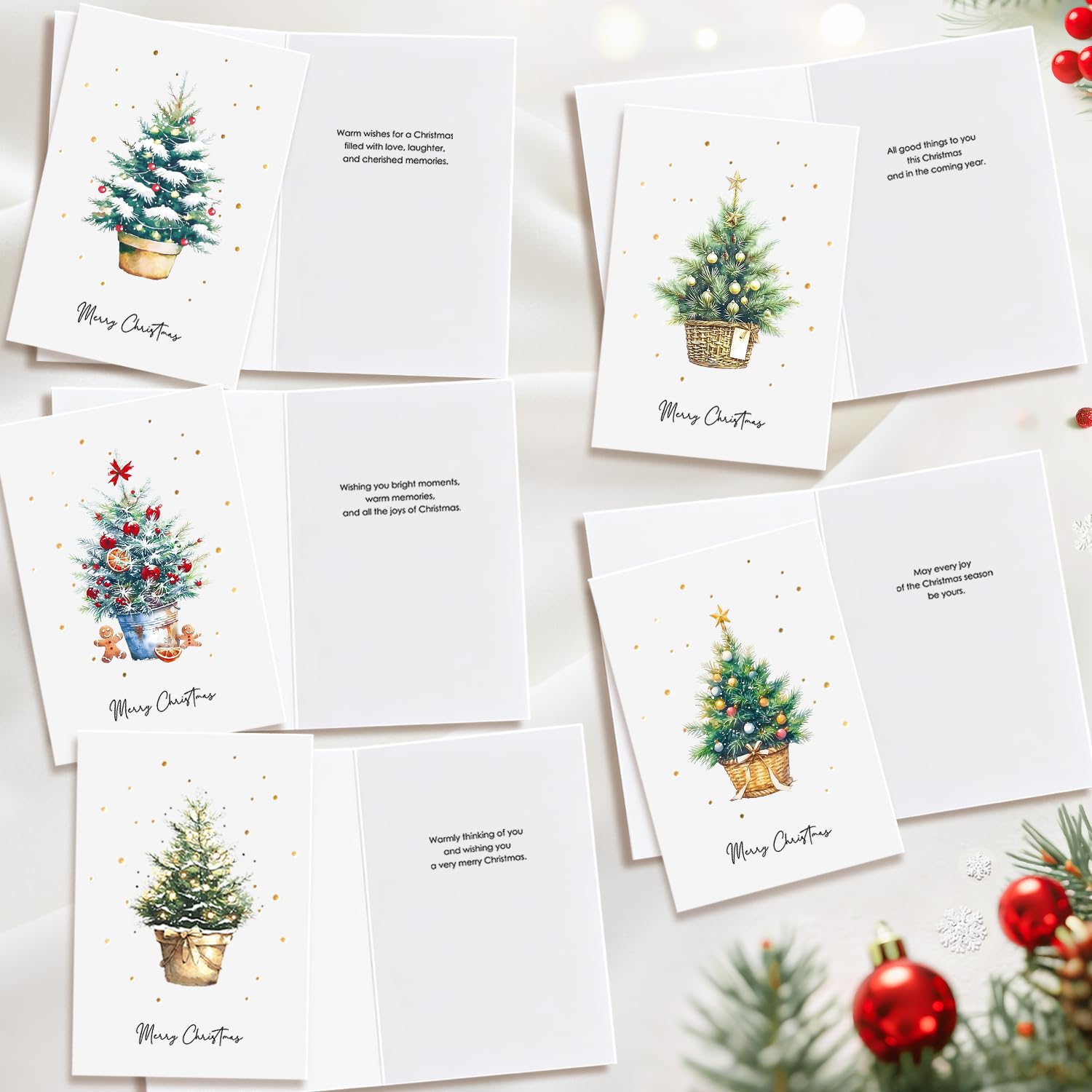 Weihnachtskarten, 5 verschiedene Designs, Frohe Weihnachten, mit Umschlägen, Großgruß- und Neujahrskarten, perfekt für warme Urlaubswünsche an Freunde und Familie, 10,2 x 15,2 cm, 25 Stück