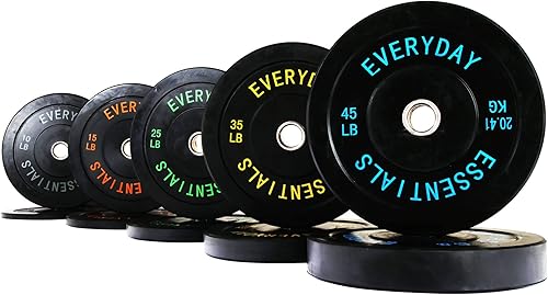 BalanceFrom Placa de peso olímpica negra codificada por colores con cubo de acero