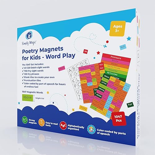 Miniatura 8 de 1047 imanes de poesía para niños, palabras magnéticas, imanes de nevera para nevera, imán de palabras para refrigerador, construcción de oraciones,