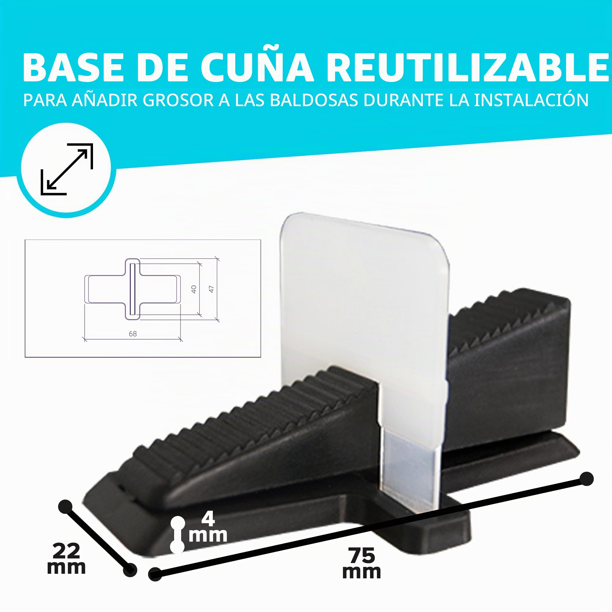 Suplemento Sistema de nivelación Peygran, permite trabajar en espesores de 3 a 5 mm y 16 a 19 mm, (100 unidades)
