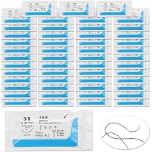 48Pcs Practice Suture Kit with Needle for Simulation Training, Dental & Veterinary Study Models, Blue Silk Threads, for Classroom and Lab Skill Practice