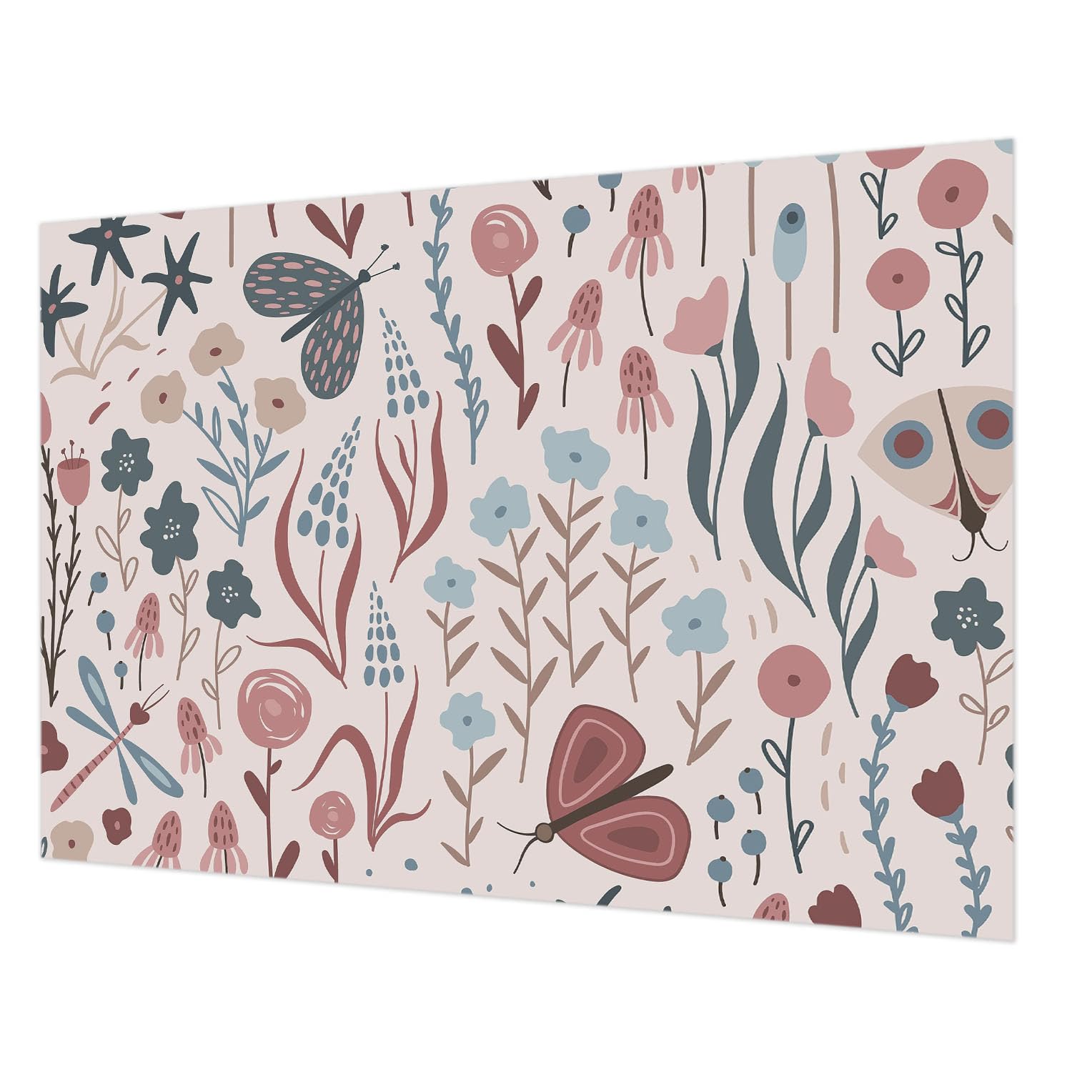 Papier peint intissé fleurs insectes 208x146 cm pour revêtement mural de chambre