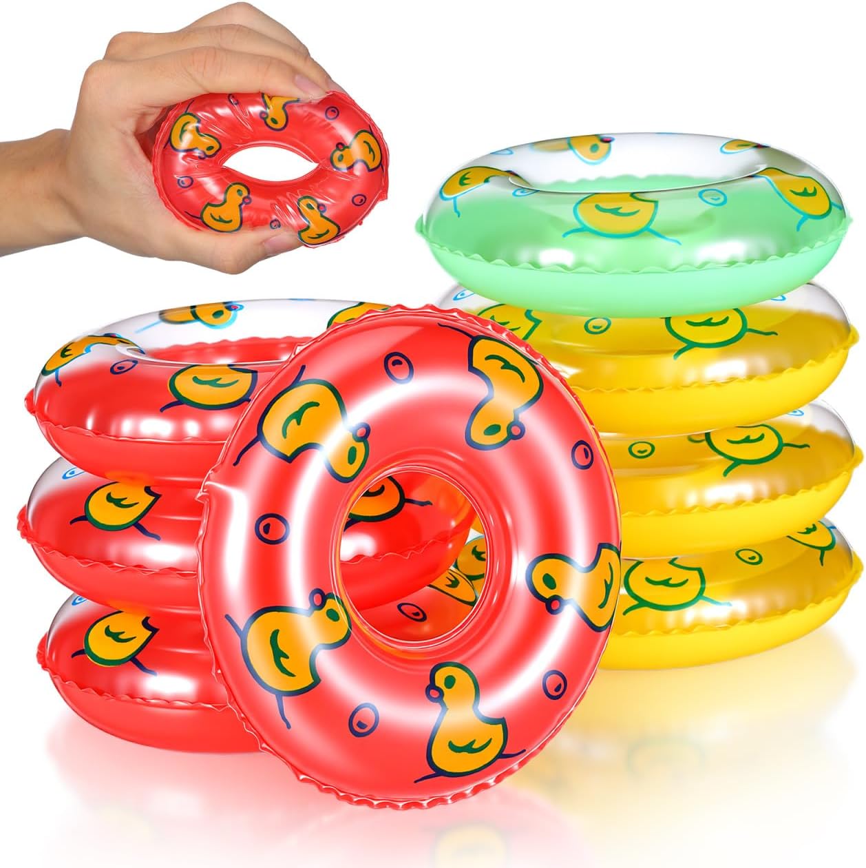 Veemoon 8pcs Miniature Swim Ring, 3.34inch Mini Floating Swim Ring Dollhouse Pool Accessories Cute Duck Pattern Micro Landscape Diorama Ornaments Tiny DIY Craft Photo Props Bathtub Decor, 1:12 Scale