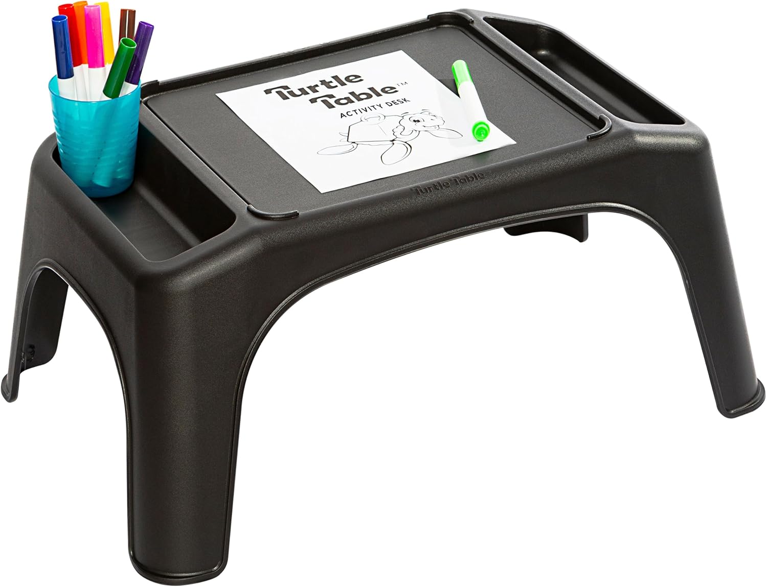LapGear Turtle Table Kids Activity Lap Desk Tray with Storage Wells for Snacks, Play, Classroom and Sensory Toys - Black - Style No. 20108 Black Single Unit