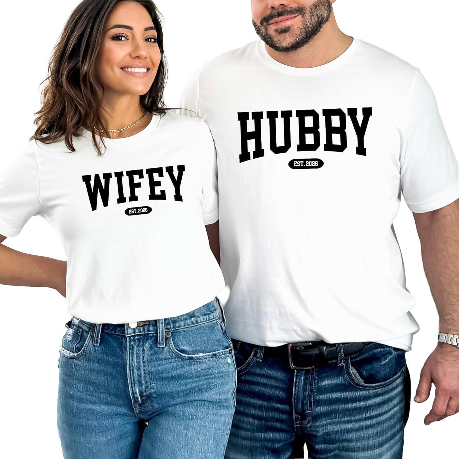 Custom Hubby and Wifey Sweatshirts Hoodies Tshirts Comfort Colors® for Valentines Day Matching Couples Wedding Gifts