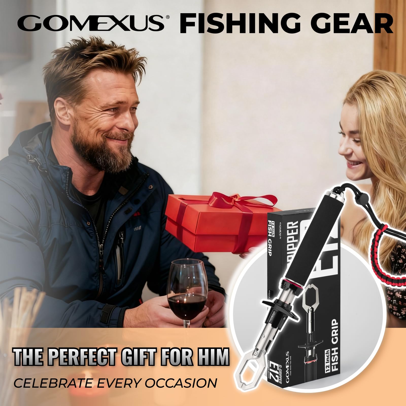 GOMEXUS Fischlippengreifer mit Schnellverschluss, robuster Edelstahl 316, 360° drehbare Backe, sichere Kontrolle für das Küstenfischen,Fischlippengriff Angeln Werkzeug ideales Angelgeschenk für Männer