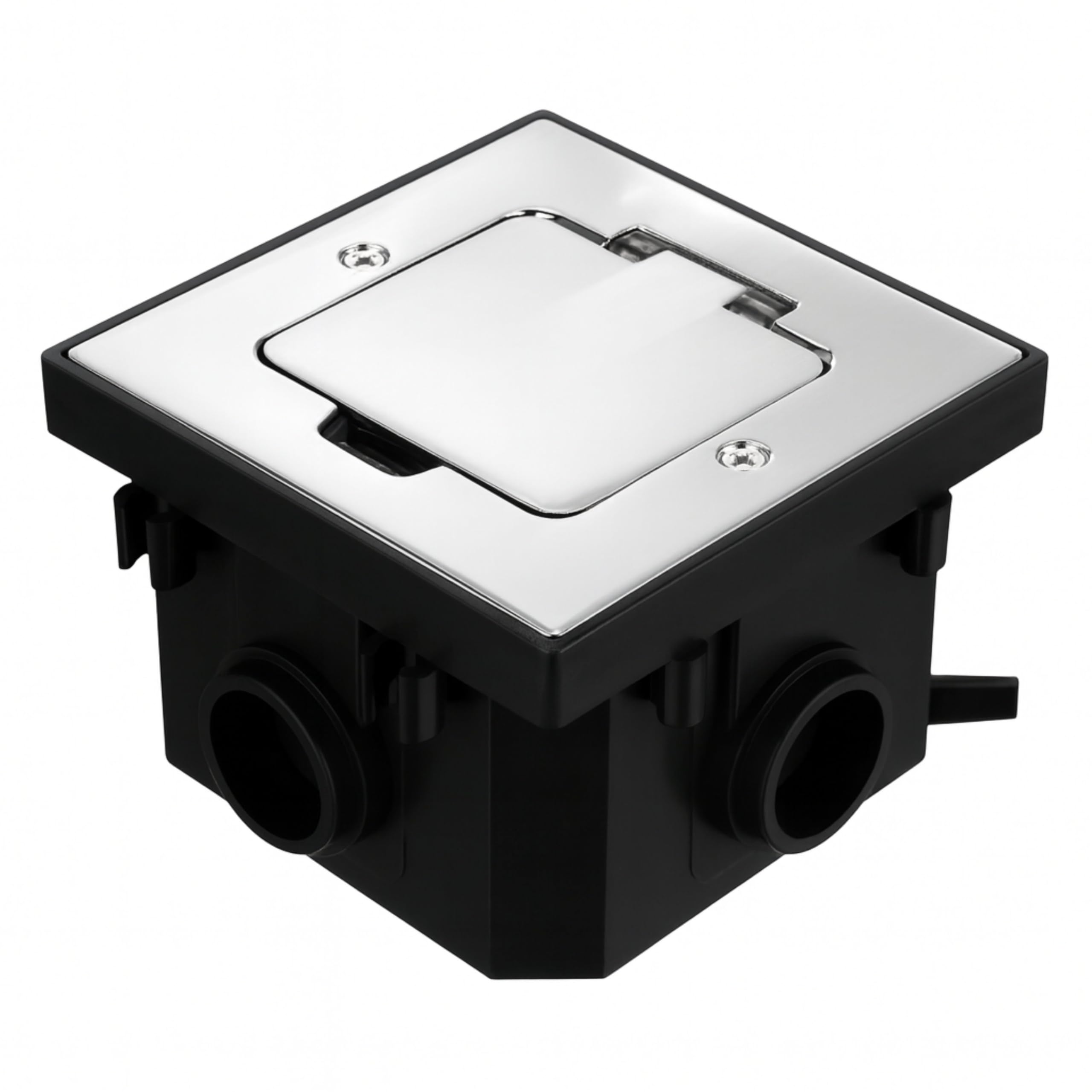 Presa da incasso in acciaio inox, IP44, coperchio ribaltabile, serie AP-1, argento