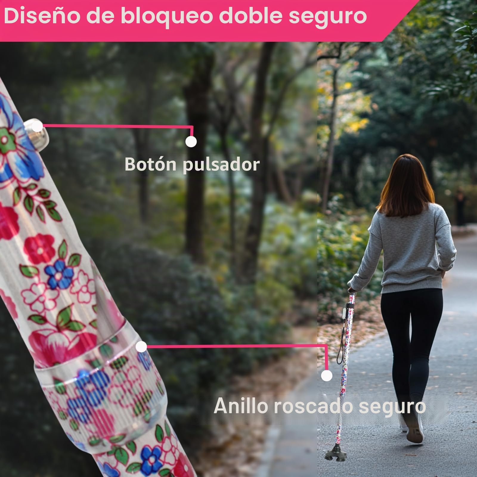 BeGrit Bastones para Mayores 57-95cm Bastón para Hombres y Mujeres Baston Anciano Portatil Mujer Autónomo Bastón Extensible para Caminar Ajustable Regulable Regalos para Personas Mayores y Adultos