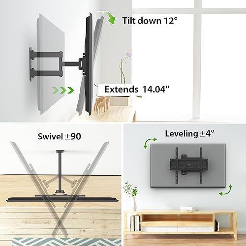 Miniatura 8 de USX MOUNT Soporte de pared esquinero para televisores de 26 a 60 pulgadas de hasta 80 libras, brazo articulado único, soporte de pared para TV de