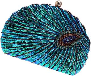 Luxshiny Ladies Wallet Women Evening Bag Peacock Evening Bag Beaded and Sequins Hand Bag Purse Clutch Banquet Party Handbag for Banqute Birthday Party and Big Occassions Womens Clutch Wallet