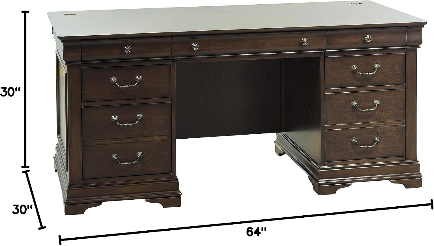 Liberty Furniture Industries Chateau Valley Jr Executive Desk, W64 x D30 x H30, Cherry