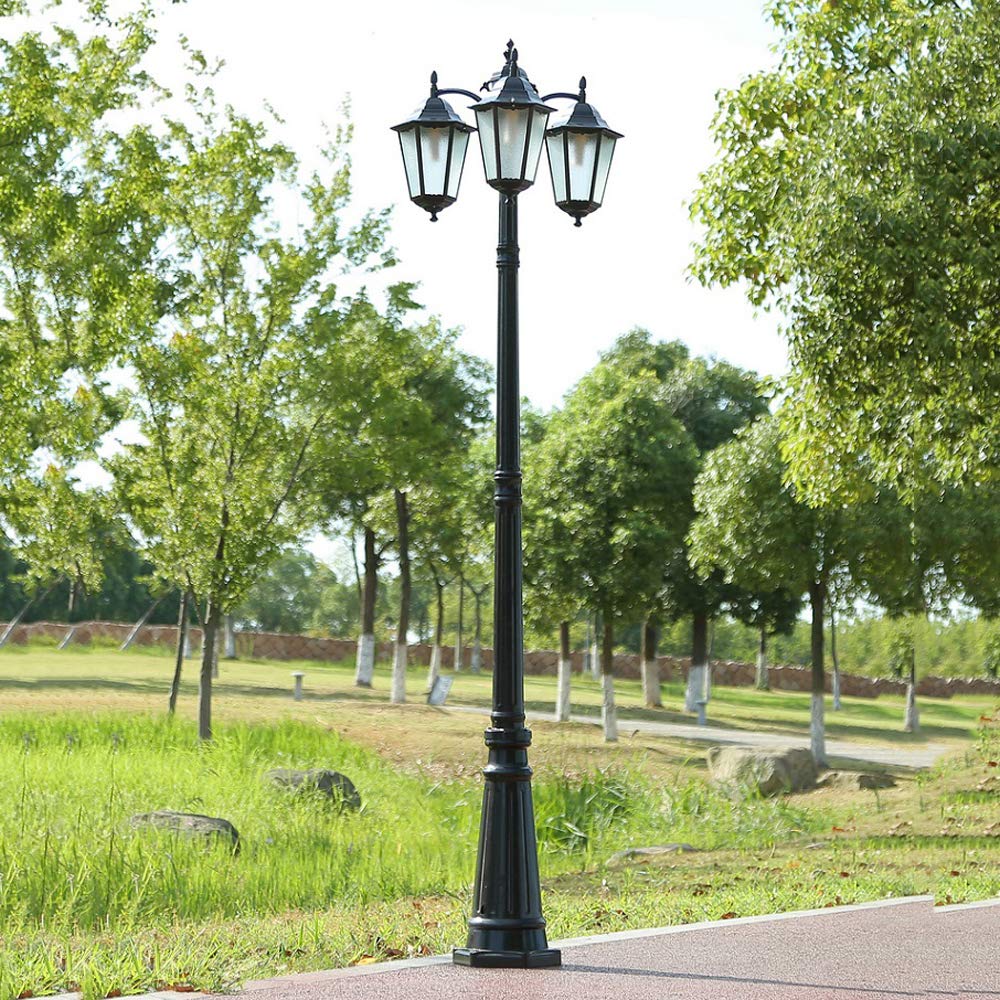 Zewnętrzna latarnia, lampa uliczna, wodoodporna lampa słupowa E27 z akrylowym abażurem, 3 głowice wiktoriańskie szklane latarnie na dziedzińcu Słupy lampowe Oświetlenie zewnętrzne Vintage Post Column