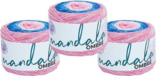 Lion Brand Yarn Mandala Ombré - Ovillo de hilo suave para tejer y tejer, puro, paquete de 3 unidades