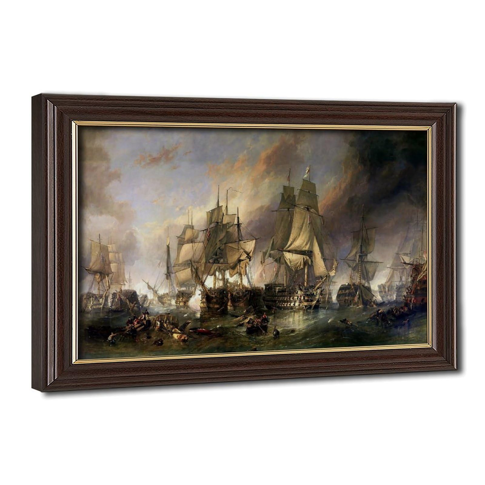 WCYB Stretched Canvas The Battle of Trafalgar by William Clarkson Stanfield History Prints Posters Canvas Deco Paintings Wall Art For Office Hangable Frame