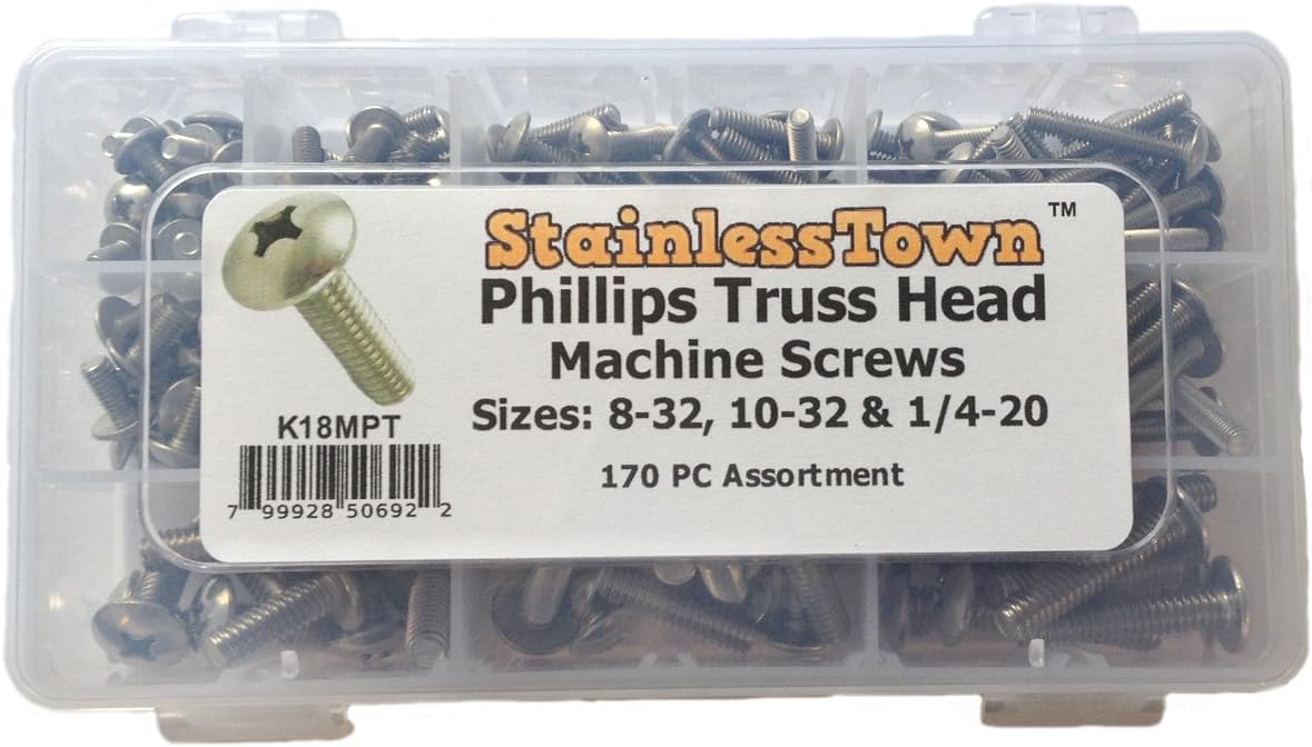 StainlessTown Stainless Steel Phillips Truss Machine Screw Assortment K18MPTKit