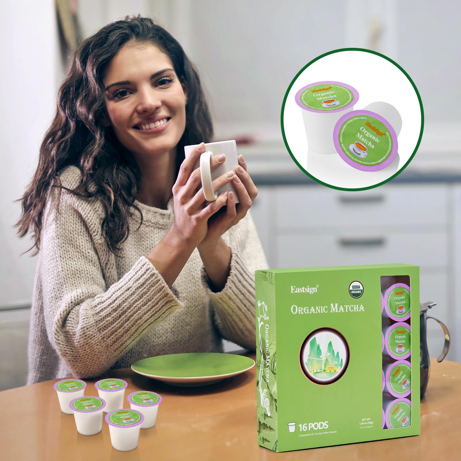 Eastsign Matcha Tea K Cups for Keurig Matcha Tea of 16-Count Pack Matcha Latte Matcha Keurig Pod for — view 6