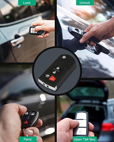 Miniatura 6 de SCITOO 1 llavero de coche sin llave con 4 botones de repuesto para Mazda 3 5 6 CX-7 CX-9 MX-5 Miata RX-8 Flip Key Fob BGBX1T478SKE125-01