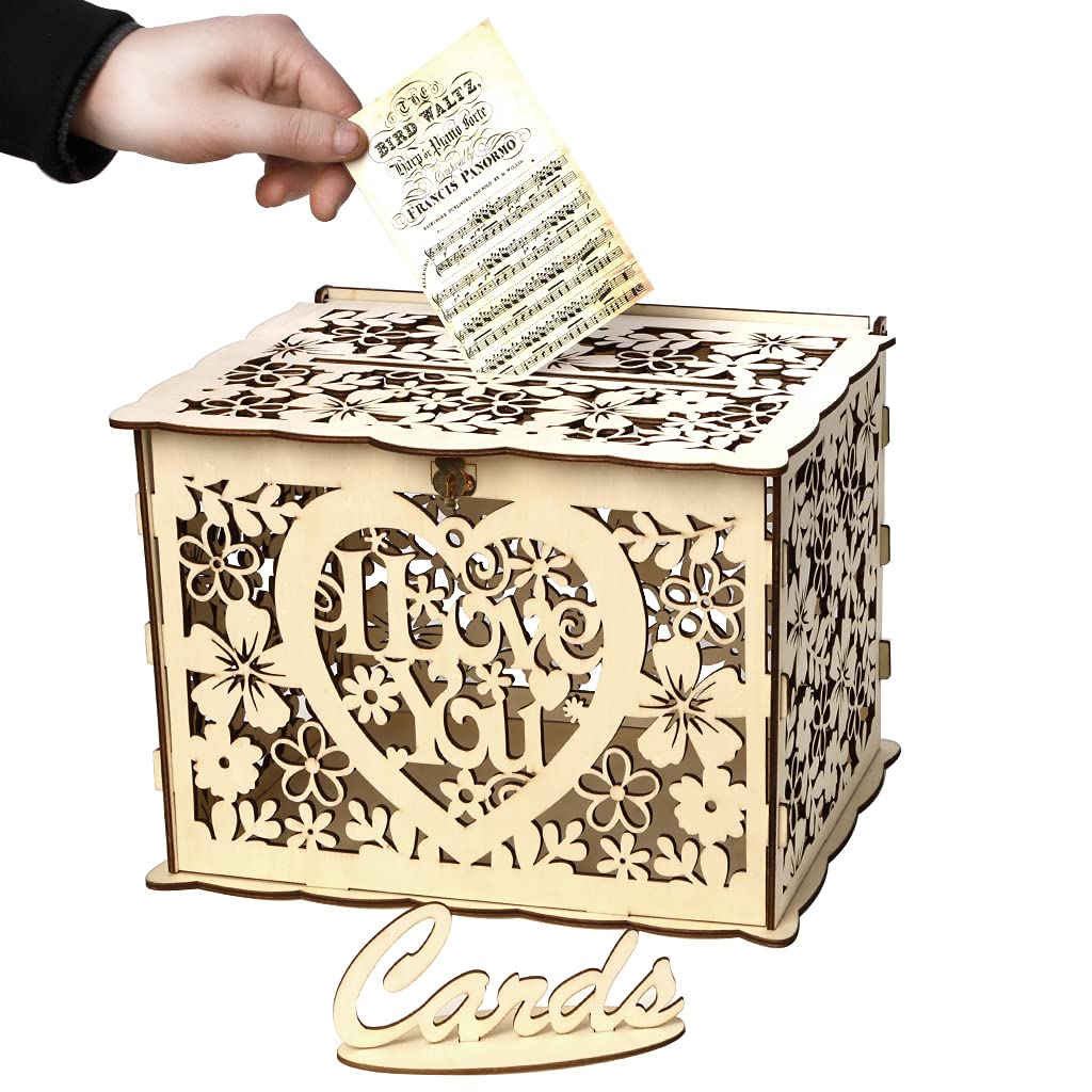 Boîte en bois pour cartes de mariage Alnicov, le cadeau souvenir parfait pour les mariés