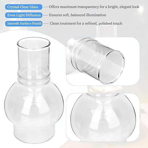 Miniatura 3 de Reemplazo de la lámpara de aceite para chimenea, base de 3 pulgadas x 6.25 pulgadas de alto, pantalla de vidrio transparente de borosilicato para
