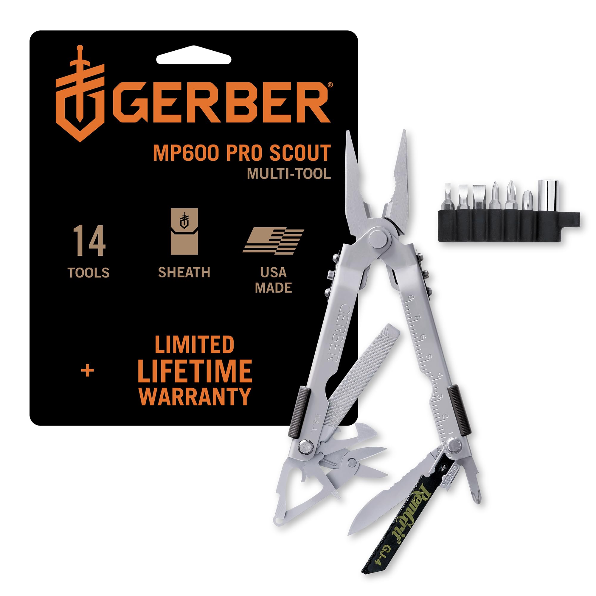 Gerber MP600 Pro Scout Multi-Plier, Needle Nose, Stainless, with Tool Kit [07564]