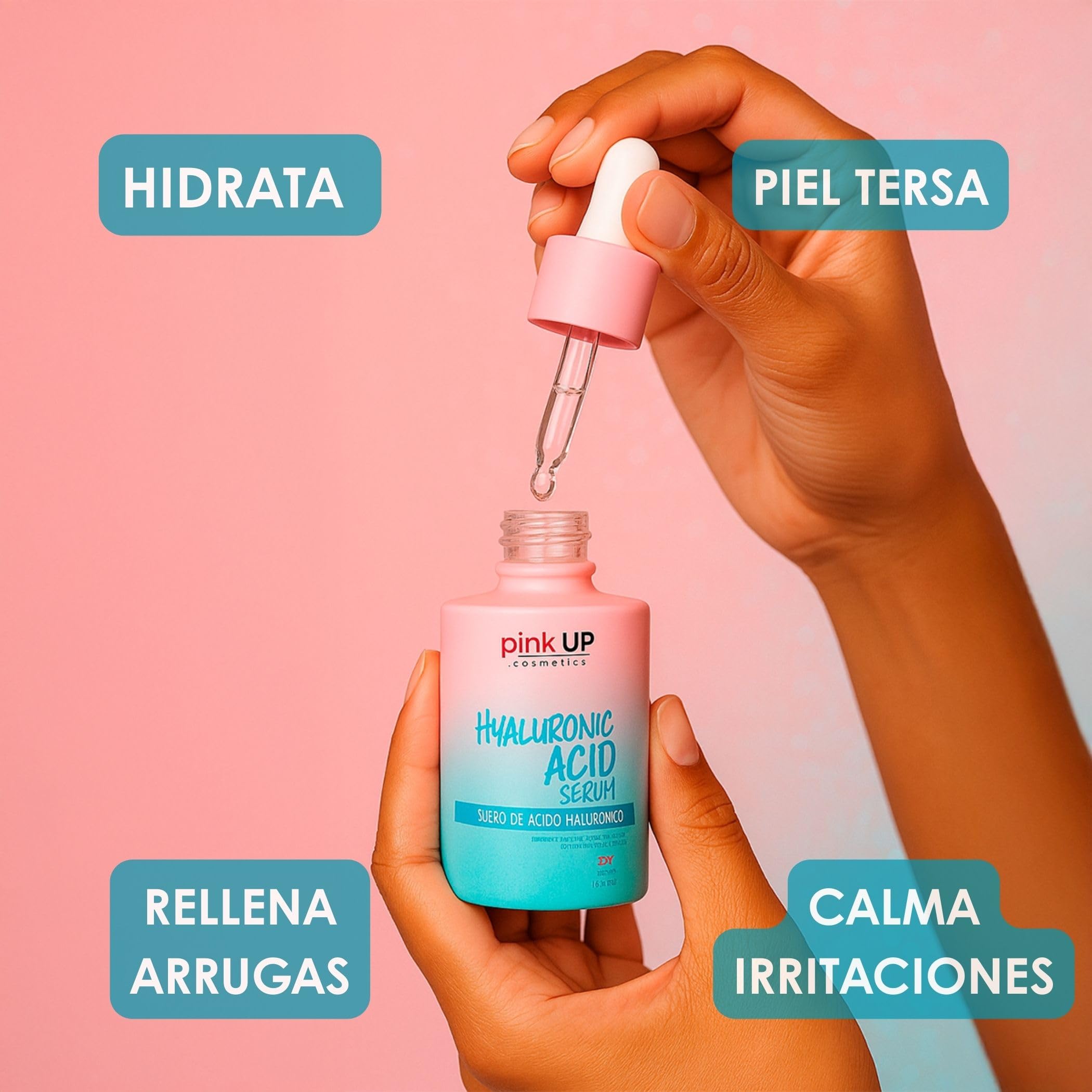 PINK UP Siero all'acido ialuronico, idratazione profonda della pelle del viso, riduce le linee di espressione, non appiccicoso, siero viso, 30 ml, modello PKSK07