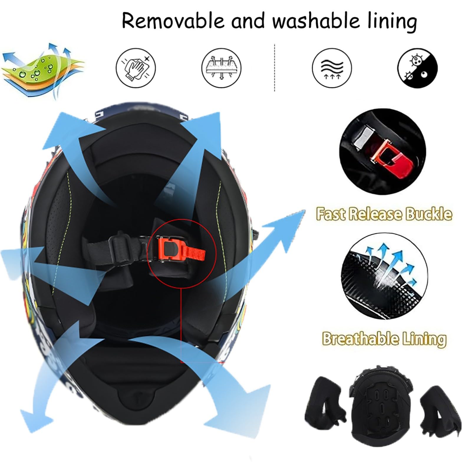 Kask motocyklowy, integralny kask motocyklowy do jazdy ulicznej i szosowej dla dorosłych (mężczyzn i kobiet), kask motorowerowy/cruiser z podwójną wizjerem, dopuszczony ECE 2205.