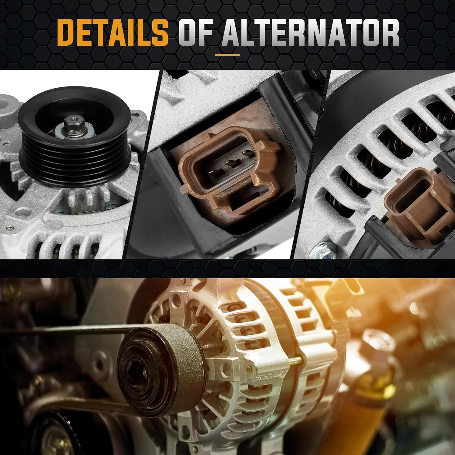 New Alternator for Ford Expedition 5.4L 2007-2008, Lincoln Navigator 5.4L 2007-2008 Replace# VND0494 AND0494 400-52387R 400-52548R 104210-5630