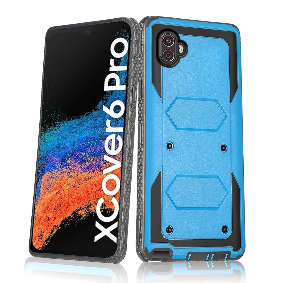 Asuwish Phone Case for Samsung Galaxy X Cover 6 Pro/XCover Pro 2 Cover Shockproof Proof Protective Cell Accessories Dual Layer Rubber Silicone Rugged